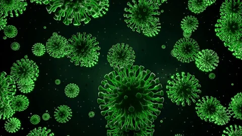 Coronavirus moving to camera in seamless looping video. 3D rendered scene. Da 스톡 동영상 124404201