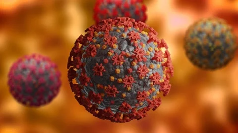 Coronavirus mutation. New variant and strain of SARS CoV 2. Microscopic view Stock Footage 152197849