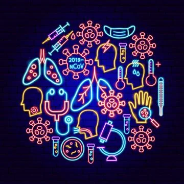 Coronavirus Neon Concept Stock Illustration
