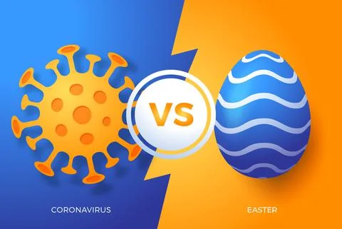 Coronavirus or happy easter vector illustration. Creative concept of versus v イラスト素材