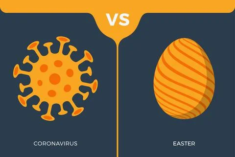 Coronavirus or happy easter vector illustration. Creative concept of versus v Stockillustratie