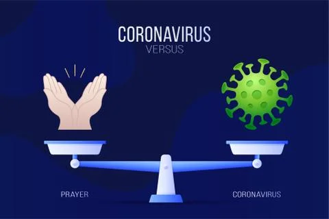 Coronavirus or prayer vector illustration. Creative concept of scales and ver Stock Illustration