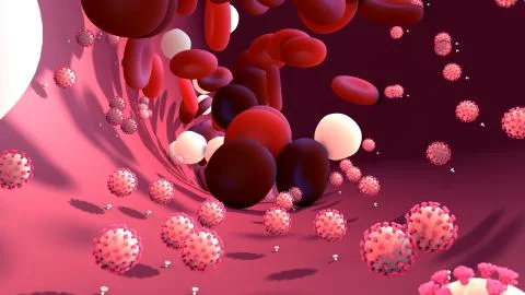 Coronavirus or virus causing blood clots to form in the blood system. Illustrazione stock