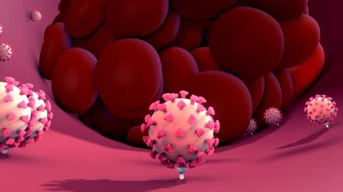 Coronavirus or virus causing blood clots to form in the blood system. Clot in bl Stock Illustration