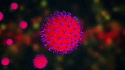 Coronavirus outbreak 3d render. Computer generated microscope virus close up Stock Footage 140626377