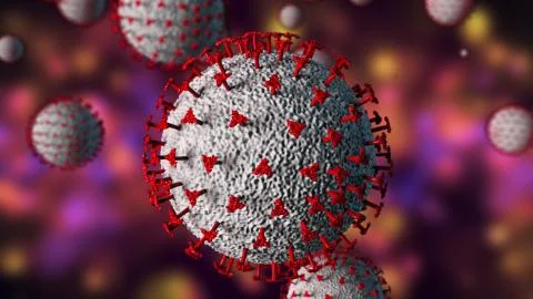 Coronavirus outbreak 3d render. Computer generated microscope virus close up Stock Illustration