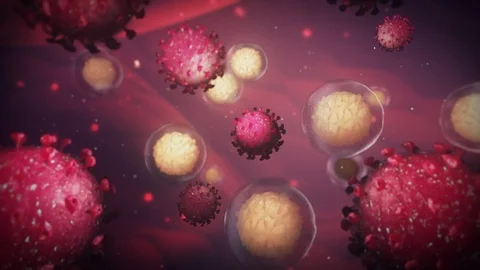 Coronavirus outbreak attacking white immune cells. Vídeo Stock 123919982