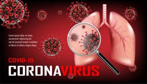 Coronavirus outbreak on dark red background. Coronavirus banner design with Stock Illustration
