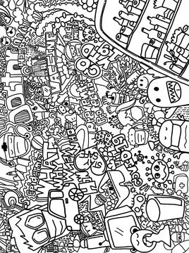 Coronavirus outbreak doodle collection. Elements of Covid-19,coronavirus,prevent Stock Illustration