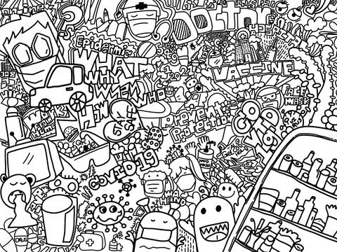 Coronavirus outbreak doodle collection. Elements of Covid-19,coronavirus,prevent Stock Illustration
