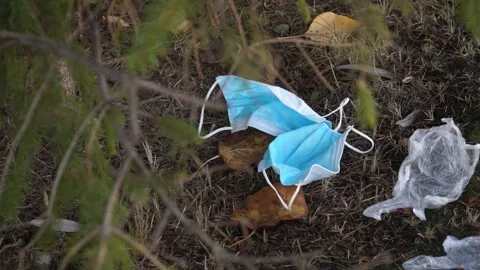 The coronavirus outbreak is garbage in the forest, Park Stock Footage 142031074