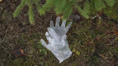 The coronavirus outbreak is garbage in the forest, Park Stock Footage 142032075