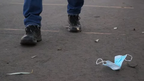 The coronavirus outbreak is garbage in the forest, Park. tidying up rubbish  Stock Footage 142164255