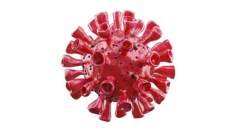 Coronavirus outbreak, microscopic view of influenza virus cells. 3D illustrat Stock Illustration