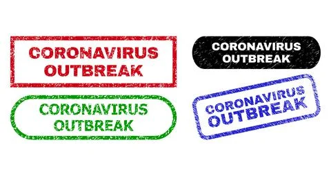 CORONAVIRUS OUTBREAK Rectangle Watermarks Using Scratched Texture Stock Illustration