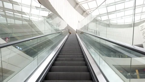 Coronavirus pandemic: Empty elevator running in shopping mall in Beijing,China. Stock Footage 136418672