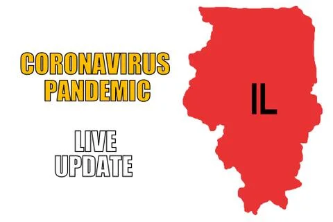 Coronavirus pandemic &amp; live update with the map of the state of Illinois, USA Stock Illustration