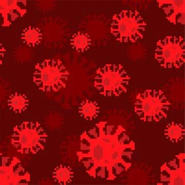 Coronavirus pixel art pattern seamless. 8 bit virus background. Global epidem Stock Illustration