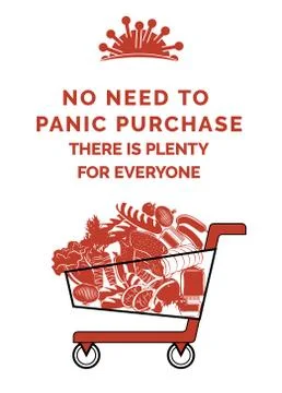 Coronavirus poster with the text: No need to panic purchase there is plenty f Stock Illustration