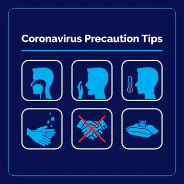Coronavirus Precaution Tips vector icon set Stock Illustration