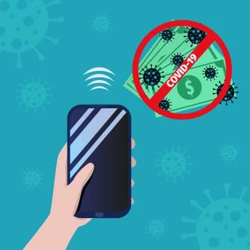 Coronavirus prevention. Avoid using cash. Covid-19 outbreak awareness. Illustration