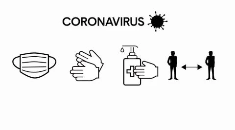 Coronavirus Prevention Icon Set Stock Illustration