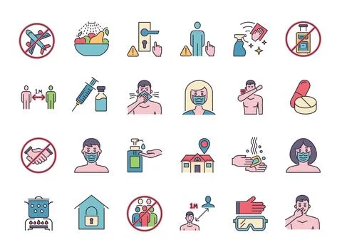 Coronavirus Prevention vector icons Stock Illustration
