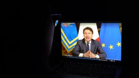 Coronavirus, prime minister Conte announcing Italy's lockdown Stock Footage