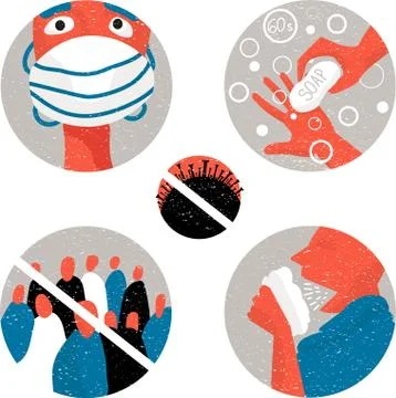 Coronavirus protection set Stock Illustration