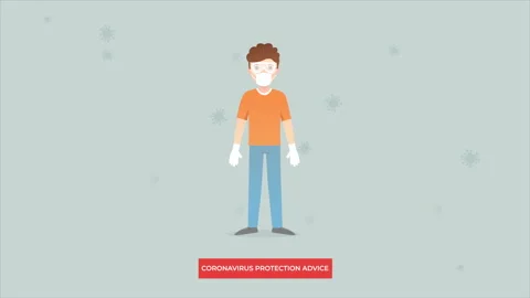 Coronavirus protection tips. Recommendations for protection COVID-19. Animation. 動画素材 145028255