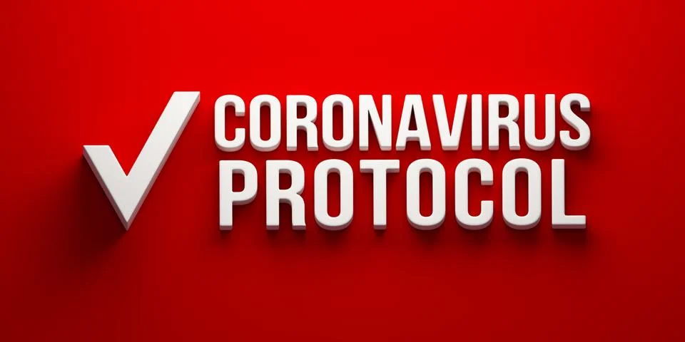 Coronavirus Protocol banner. 3D rendering illustration Stock Illustration