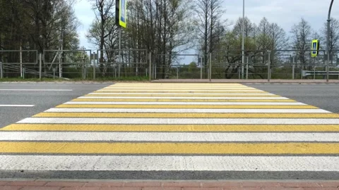 Coronavirus quarantine concept. View empty way crosswalk in outdoor Stock Footage 156377757