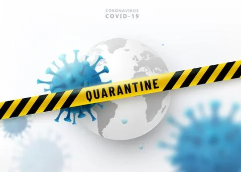 Coronavirus quarantine vector concept. Warning protection strip in yellow and Stock Illustration