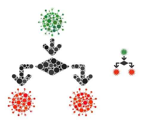 Coronavirus Replication Collage of Round Points Illustrazione stock