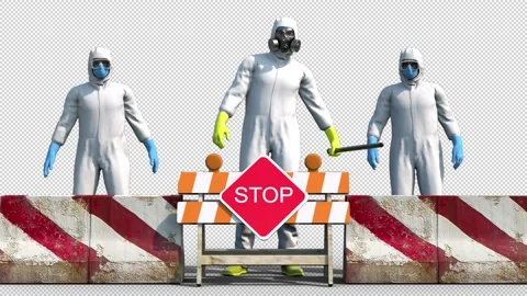 Coronavirus roadblock - 3d render looped with alpha channel. Stock Footage 167531499