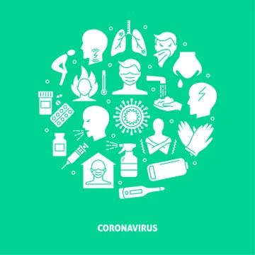 Coronavirus round poster in flat style with text Stock Illustration