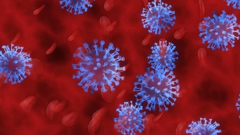 Coronavirus SARS-CoV-2 background. COVID-19 under microscope. Stock Footage 129158664