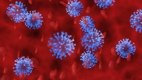 Coronavirus SARS-CoV-2 background. COVID-19 under microscope. Stock Footage 129431025