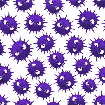 Coronavirus seamless pattern with cartoon bacteria Stock Illustration