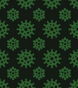 Coronavirus Seamless Pattern on Dark Background. Vector イラスト素材