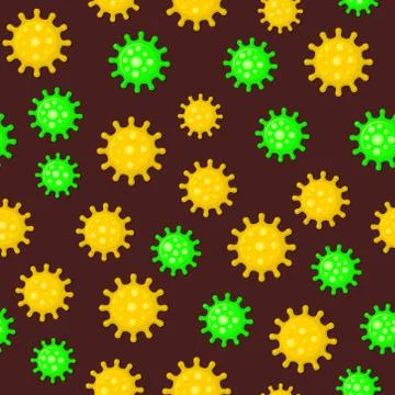 Coronavirus Seamless Pattern on Dark Background. Vector 库存插图