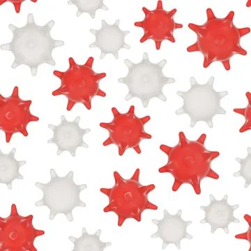 Coronavirus seamless pattern. Repetitive 3d illustration of COVID-19 Stock Illustration