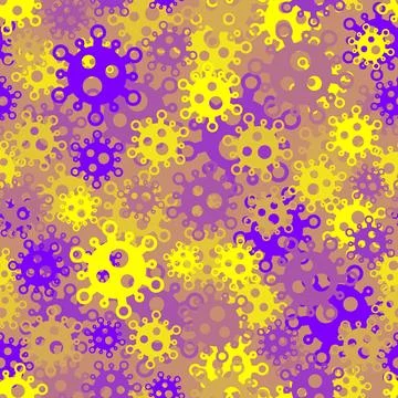 Coronavirus seamless pattern venom purple and acid yellow cells background Stock Illustration