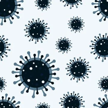 Coronavirus seamless pattern. Virus infection elements background. Stock Illustration