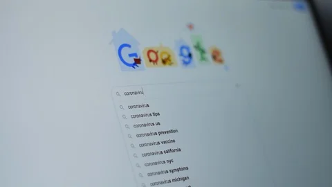 Coronavirus search on Google Video stock 129051893
