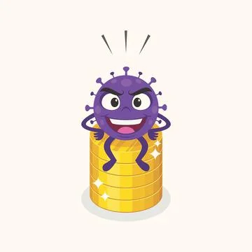 Coronavirus seating on a coins Stock Illustration
