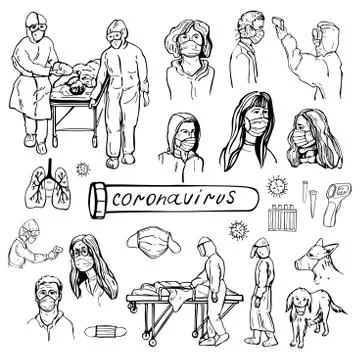 Coronavirus set.  Vector illustration Stock Illustration