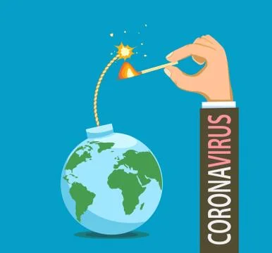 Coronavirus sets fire to the wick of a bomb like planet earth 스톡 일러스트