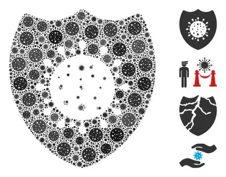 Coronavirus Shield Mosaic of CoronaVirus Elements 库存插图