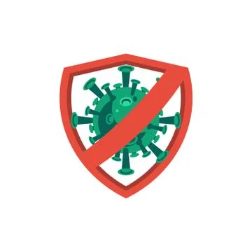 Coronavirus with shield symbol, security icon from covid-19 Stock Illustration